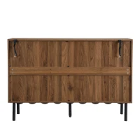 Credenza moderna con 9 ante ondulate, in MDF, 120x35x80 cm, Marrone(m-12)