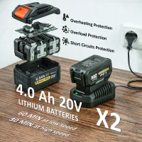 Outsunny Accu-Bladblazer 20V Draadloos Bladblazer met 2x4.0Ah Batterij & Oplader Turbo-Boost 162,7 km/u Blaassnelheid(m-5)