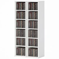 HOMCOM Lote de 2 estanterías columna armario de almacenamiento CD-DVD 12 compartimentos 21 x 22,5 x 88,5 cm capacidad 204 CD blanco(m-8)