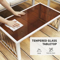 Outsunny Tuinmeubelset 4-delig polyrattan loungeset met tweezitsbank, 2 stoelen, glazen tafel, afneembare kussens en antislipmatten(m-8)