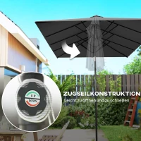 Outsunny Großer Sonnensschirm, höhenverstellbar, neigbar, 150x295x170-214 cm, Grau(m-6)