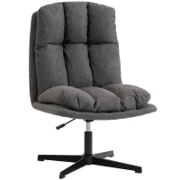 HOMCOM Sillón de acento giratorio, sillón de lectura de tela efecto lino sin reposabrazos con asiento amplio y patas metálicas, Gris oscuro(m-1)
