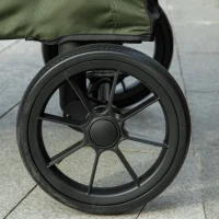 PawHut Foldable Pet Stroller for Large Dogs with Four Big Wheels, Shock-Absorbing Frame, Safety Leashes, Brakes, Dark Green(m-15)