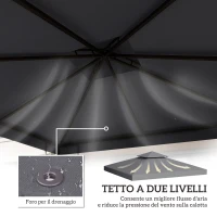 Outsunny Tetto di Ricambio per Gazebo 3x3m a 2 Livelli e Resistente ai Raggi UV, Grigio Scuro(m-4)