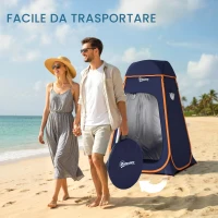 Outsunny Tenda Doccia Pop-Up Impermeabile con Tetto Rimovibile, in Poliestere 190T e Acciaio, 152x152x200 cm, Blu Scuro(m-9)