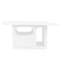 Table basse avec tiroirs, table basse en forme de nuage avec étagères ouvertes, 97x45x43,5 cm, Blanc