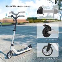 HOMCOM E-Scooter, Elektro-Tretroller, 6 km Reichweite, ab 6 Jahren, Stahlrahmen, schwarz+weiß, 76 x 53 x 95cm(m-5)