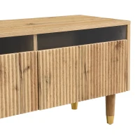 Meuble TV avec 4 tiroirs, en MDF et acrylique, 178x35x45 cm, Couleur naturelle(m-9)