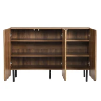 Credenza moderna con 9 ante ondulate, in MDF, 120x35x80 cm, Marrone(m-11)