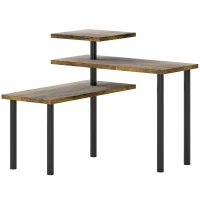 HOMCOM Scaffale Cucina a 3 Livelli Girevoli Salvaspazio in Legno e Acciaio, 40x10x36.5 cm, Marrone Rustico(m-1)