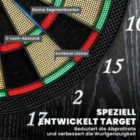 SPORTNOW Elektronische Dartscheibe E Dartboard mit Türen Holzoptik LED Anzeige Sprachansagen 6 Dartpfeile, 24 Ersatzspitzen(m-6)