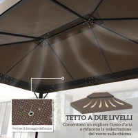 Outsunny Copertura per Gazebo da Giardino 3x4 m a 2 Livelli in Tessuto Oxford 600D con Fori di Drenaggio, Caffè(m-4)