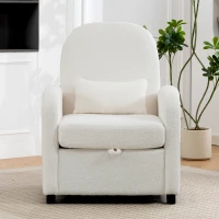 HOMCOM Sillón Moderno con Espacio Contenedor Oculto y Cojín, Revestimiento en Tejido Teddy, 76x77x95 cm, Crema(m-4)