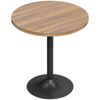 HOMCOM Mesa de bar redonda 60 cm, mesa alta de cocina con topes antideslizantes, para cocina, salón, nogal