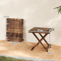Outsunny Fir Wood Folding Coffee Table, Lightweight Small Garden Table with Slatted Top, Portable Folding Side Table for Balcony(m-3)