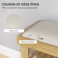 HOMCOM Banc à chaussures en bambou, étagère à chaussures à 3 niveaux, style scandinave, 60 x 29 x 49 cm, crème et bois naturel(m-4)