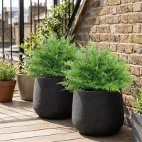 HOMCOM Arbustos de helecho de Boston artificiales resistentes a los UV, plantas artificiales con estacas, set de 2, 60 cm para jardín, veranda(m-4)