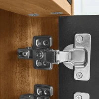 Meuble TV à trois portes, pieds en bois solides, 170x38x47 cm, Couleur naturelle+Noir(m-6)