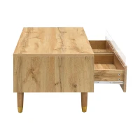 Tavolino da salotto con 2 cassetti e illuminazione LED, 110x50x40 cm, Color Legno(m-12)