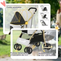 PawHut Carrito para Mascotas con 2 Puertas Ventana de Malla Cesta de Almacenamiento Cuerda de Seguridad 80x44,5x97 cm Gris Claro(m-6)