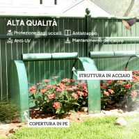 Outsunny Serra a Tunnel in Acciaio e Plastica Impermeabile Anti UV con 4 Porte, 395x100x80 cm, Verde(m-4)