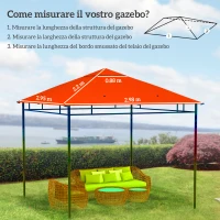Outsunny Tetto Di Ricambio 3x3m Arancione per Gazebo da Giardino in Poliestere con Fori di Ventilazione(m-3)
