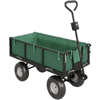Outsunny Carro de Jardim com Rodas Grandes Alça Ajustável e Bolsa Impermeável Removível Carga 300 kg 105x51x54 cm Verde(m-1)