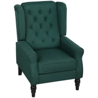 HOMCOM Elegante oorfauteuil, dik gewatteerd, afneembare bekleding, 74 x 86 x 102 cm, Donkergroen(m-10)