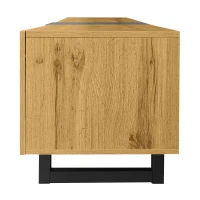 Meuble TV avec 3 portes et 2 compartiments, pieds métalliques en U, 170x36,5x42 cm, Couleur naturelle(m-10)