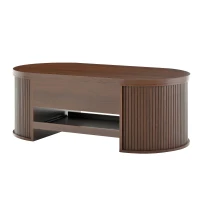 Tavolino da salotto rialzabile con ripiano estraibile, piano regolabile e lati ricurvi, 110x55.5x40 cm, Marrone(m-10)