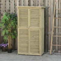 Outsunny Gereedschapsschuur 4 vakken Gereedschapsschuur Gereedschapskast schuur naturel / grijs(m-2)