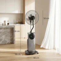 HOMCOM Ventilador brumizador 90W, ventilador de pé 138cm, 3 velocidades, 3 modos, ionização negativa, antimosquito, preto(m-3)