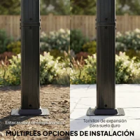 Outsunny Pérgola de Jardín 4x3 m con Cortinas Enrollables Automáticas y Techo Retráctil Cenador de Jardín con UPF50+ Crema(m-7)