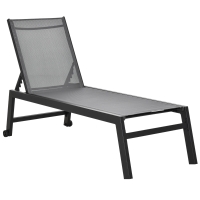 Outsunny Lettino Prendisole Alluminio Sdraio da Giardino Grigio e Nero