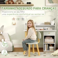 AIYAPLAY Conjunto de Secretária e Cadeira para Crianças Mesa de Estudo com Prateleiras e Gaveta Carga 80 kg 85x48x73 cm Verde(m-6)