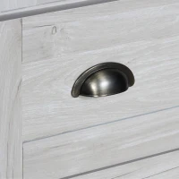 Mobile alto effetto legno a 3 cassetti con ante in vetro e maniglie in rame, 80x34x171 cm, Bianco(m-7)