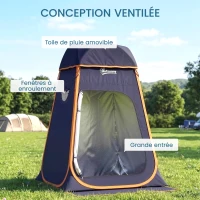 Outsunny Tente de douche portable Pop Up Toilette tente de camping Pliable Toit Amovible Poche Sac 152 x 152 x 200 cm bleu foncé(m-7)