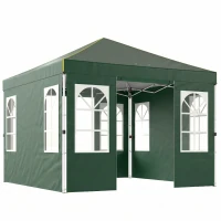 Outsunny Carpa Plegable 3x3 m Pop-up con UPF50+ 4 Laterales Desmontables Altura Ajustable y Bolsa de Transporte Verde(m-1)