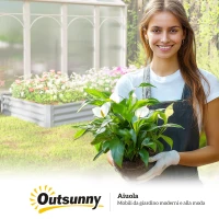 Outsunny Jardinera de Exterior de Acero con Fondo Abierto y Bordes Reforzados, 240x120x30 cm, Plateado(m-5)