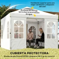 Outsunny Carpa Plegable 3x3 m Pop-up con UPF50+ 4 Laterales Desmontables Altura Ajustable y Bolsa de Transporte Blanco(m-4)