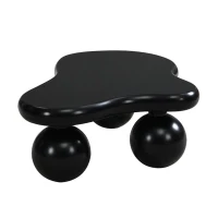 Tavolino da salotto a nuvola con illuminazione LED e gambe tonde, 95x62.5x32 cm, Nero(m-7)