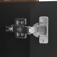 Mobile TV con 3 ante, gambe in legno e bordo rialzato, 160x39x49.5 cm, Color Legno e Nero(m-8)