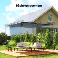 Outsunny Lona de techo para pérgola Lona para pérgola retráctil de 3 x 3 m, poliéster 180 g/m², Anti-UV 30+, Gris oscuro(m-2)