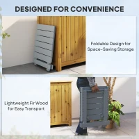 Outsunny Fir Wood Folding Coffee Table, Lightweight Small Garden Table with Slatted Top, Portable Folding Side Table for Balcony(m-5)