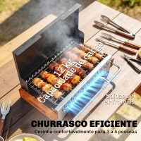 Outsunny Barbecue a Carvão Dobrável Portátil 50,5x34x33 cm com Bandeja de Carvão Removível para Camping, Piqueniques, Preto(m-5)