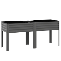 Outsunny Huerto Elevado de Metal, Jardinera Elevada de Metal 241L con Barras Reforzadas y Tejido No Tejido, Gris oscuro