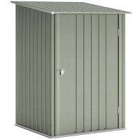 Outsunny Caseta de Jardín para Herramientas en Acero Galvanizado con Puerta Batiente, 100x104x160 cm, Gris Plateado(m-1)