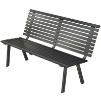 Outsunny Banco de jardim 3 lugares resistente às intempéries em metal banco exterior com assento largo design em ripas, até 240 kg 154 x 68 x 88 cm(m-7)