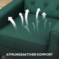HOMCOM Elegante oorfauteuil, dik gewatteerd, afneembare bekleding, 74 x 86 x 102 cm, Donkergroen(m-6)