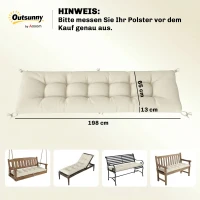 Outsunny Palletkussen Afneembaar Zitkussen met Bevestigingsriemen Palletkussen voor de meeste Ligstoelen 198x65x13cm Beige(m-3)